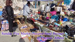 Walking in Greece Sunday Flea Markrt Secondhand Bazaar in Eleonas Athens ORANGE ua [upl. by Daly91]