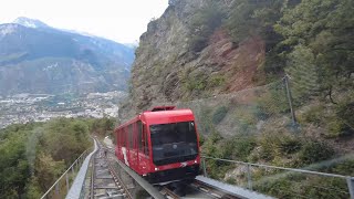 Riding the Sierre CransMontana funicular descending [upl. by Dub]