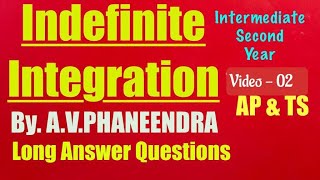 indefinite integration IPE second year LAQs 7marks  Important Models TS AP MATHS 2B [upl. by Atiral732]