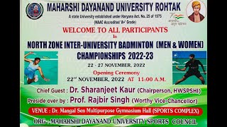 NORTH ZONE INTER  UNIVERSITY BADMINTON  MEN amp WOMEN  CHAMPIONSHIPS 22  27 NOVEMBER 2022 DAY 3 [upl. by Hanfurd]