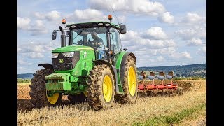 Déchaumage 2018 avec un John Deere 6150R et une charrue déchaumeuse Kverneland Ecomat 650 [upl. by Kehoe]