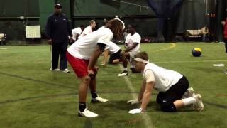 Youth Football Hand Placement Offensive Line Drill [upl. by Naujid997]