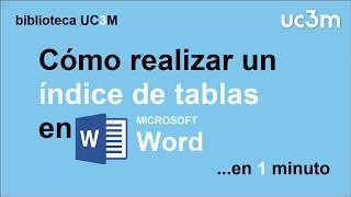 Cómo hacer un índice automático de tablas en Word [upl. by Ennairam]