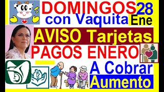 DOM C VAQUITA A COBRAR IMSS ISSSTE  PAGOS 29 AL 31 ENERO BIENESTAR AVISO TARJETAS RESUMEN 28 ENE [upl. by Justinn290]