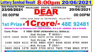 Lottery Sambad Result 800pm 20062021 lotterysambad Nagalandlotterysambad dearlotteryresult [upl. by Hess564]