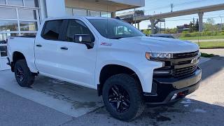 White 2020 Chevrolet Silverado 1500 LT Trail Boss Review  GSL GM City  Calgary [upl. by Kopp]