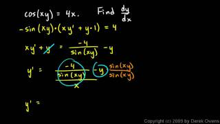 Calculus 310b  Implicit Differentiation Examples [upl. by Burny]