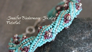 Twisted herringbone flower bud bracelet tutorial [upl. by Godart]