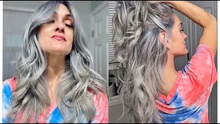 DIY GRAY SILVER HAIR  AT HOME COLOR CORRECTION  No Damage [upl. by Marino]