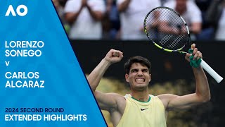 Lorenzo Sonego v Carlos Alcaraz Extended Highlights  Australian Open 2024 Second Round [upl. by Lecram640]