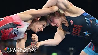 USAs Amit Elor UPSETS No 1 Tosun Cavusoglu advances to womens freestyle QFs  Paris Olympics [upl. by Eeima619]