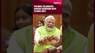 PM Narendra Modi Celebrates Raksha Bandhan With School Kids [upl. by Sregor107]