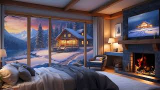 Snow in Cosy Cabin with Fire Crackling [upl. by Helas]