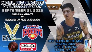 MPBL HIGHLIGHTS SAN JUAN KNIGHTS VS NUEVA ECIJA RICE VANGUARDS SEPTEMBER 21 2023 [upl. by Rusel]