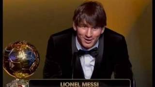 Lionel Messi wins 2010 FIFA Ballon dOr award Golden Ball HQ [upl. by Tuppeny]