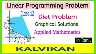 Linear Programming Diet Problem in Tamil  Cbse Class 12 Applied Maths LPP Graph  Kalvikan [upl. by Fachan150]