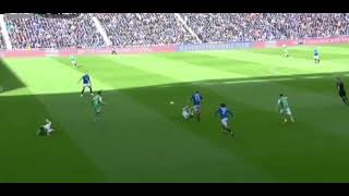 Hibernian Player knocks 2 teammates with one ball vs Rangers [upl. by Esekram348]