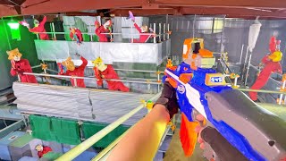 Nerf War  Amusement Park Battle 44 Nerf First Person Shooter [upl. by Coheman]