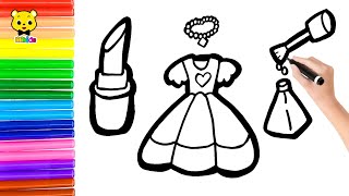 How To Draw Girly Dress for kids  Drawing Cute things  kids Learning videos  Lilikids [upl. by Ahsilam379]