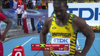 Usain Bolt conquista título mundial dos 100 metros 11082013 Completo [upl. by Airemahs997]