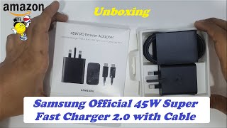 Samsung Official UK 45W Super Fast Charger 20 with Cable  Unboxing 2023 [upl. by Karol]