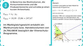 Lineare Funktionen  Marktvolumen Konsumentenrente amp Produzentenrente  Übung 5 [upl. by Moses]