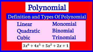 what is polynomial Types of Polynomial Definition and Various Types Linear Quadratic and Cubic [upl. by Yziar]