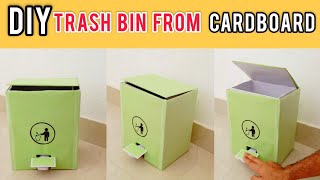 DIY easy TRASH BIN from CARDBOARD How to make easy trash bin from cardboard Teen Craft [upl. by Leidgam]