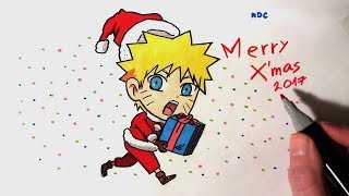 Drawing Chibi Naruto Uzumaki Wishing You A Merry Christmas [upl. by Zaccaria]