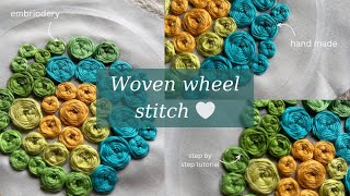 How to do a Woven Wheel Stitch step by step tutorial  basic embroidery stitching [upl. by Notgnilra272]