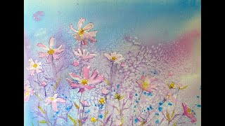 Use SALT to paint beautiful watercolour Flowers simple beginners watercolor flower floral tutorial [upl. by Ahsehyt]