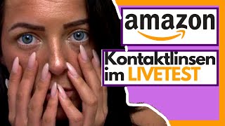 Kontaktlinsen einsetzen im LIVETEST  Sofort blaue Augen mit farbigen amazon Kontaktlinsen [upl. by Schnell161]