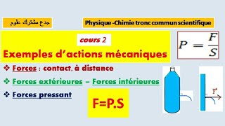 cours 2  exemples dactions mécaniques  physique tronc commun scientifique option français [upl. by Olette]