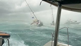 Spain storm surge destroys ships in Formentera Extreme weather causes chaos across multiple cities [upl. by Scopp]