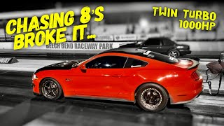 CHASING 8s in my TWIN TURBO 2019 Mustang GT FASTEST PASS EVER THEN IT BROKE [upl. by Machos]