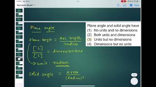 plain angle and solid angle have no units and no dimension both units and dimension unit but no [upl. by Tomi]