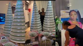 Onyekas Ghana Fans gift her 25M Naira 2Giant Money cakes and lots of gifts Again [upl. by Acirdna]