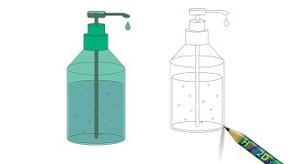 How to Draw a Hand Wash Bottle  Easy Drawing amp Coloring [upl. by Deery]