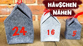 🎄Adventskalender nähen 🎄Häuschen nähen aus Filz ✂️ Weihnachtsdorf nähen einfach und schnell ✂️ [upl. by Ytteb]