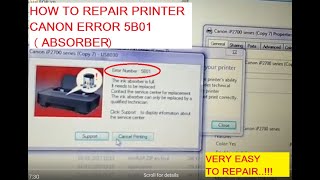 RESET PRINTER CANON 2700 ERROR ABSORBER 5B01 [upl. by Dinerman687]