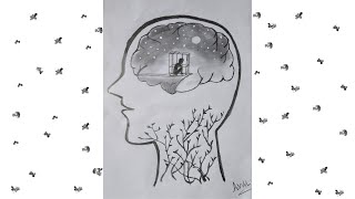 A drawing of depression depressed mind  easy step by step sketch [upl. by Jack654]