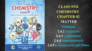 Saturated Unsaturated Super Saturated Solution Chapter 2 Chemistry Class9FBISE New Syllabus 2024 [upl. by Kcirdnekel330]