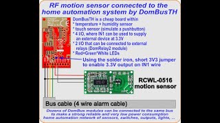 RF motion sensor connected to Domoticz  free alarm system by a DomBusTH module [upl. by Aicatsana]