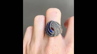 Vintage Sterling Silver Blue Stone Marcasite Dome Ring [upl. by Glassco197]