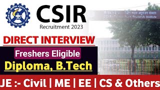 CMERI JE Recruitment 2023  Diploma BTech  JE Freshers Vacancy 2022  Junior Engineer Vacancy 2023 [upl. by Anilad279]