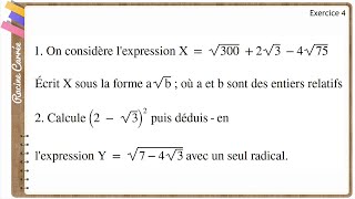 Maths  Exercice Corrigé  Racine Carrée Activités numériquesFascicule ADEM [upl. by Tennies]