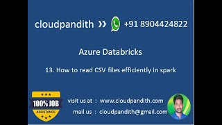 13 Read CSV Files efficiently in spark  Azure Databricks [upl. by Tsugua]