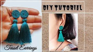 DIY Tassel Earrings  Handmade silk thread tassel earrings  Jewellery Making [upl. by Joon64]