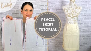 How to draft a pencil skirt  just 3 measurements with simple steps [upl. by Libys]