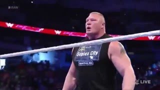 The Shield Reunites to Save Dean Ambrose Against Brock Lesnar Raw February 8 2016 [upl. by Yeuh]